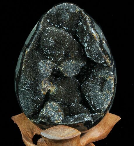 Septarian Dragon Egg Geode - Black Crystals #71988